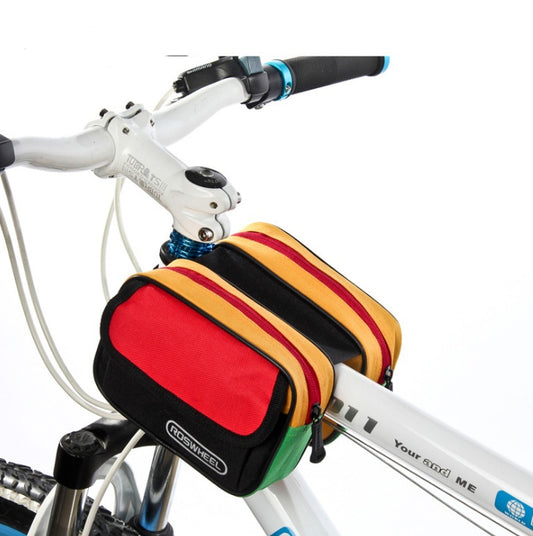 Bicycle front beam bag, saddle bag style mountain bike equipment riding bag