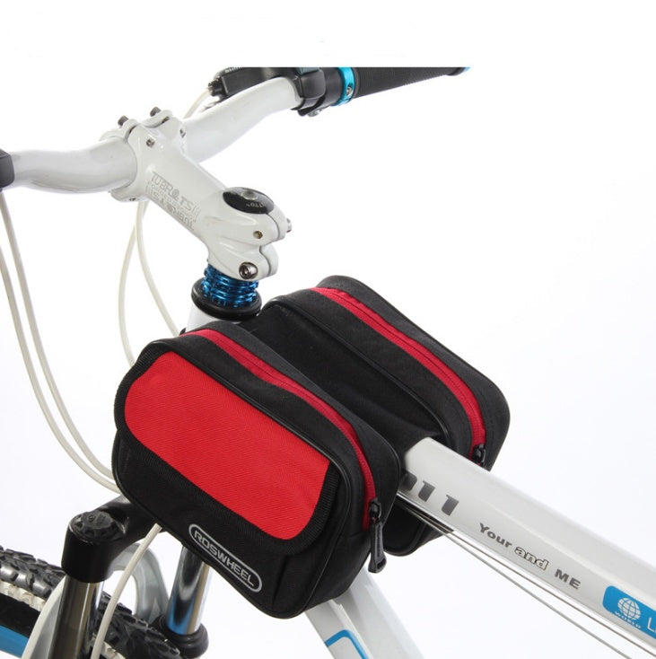 Bicycle front beam bag, saddle bag style mountain bike equipment riding bag