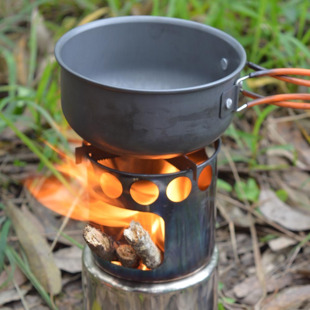 Portable Camping Stove Wood Burning Stainless Steel Stove For Outdoor Backpacking Fishing Hiking