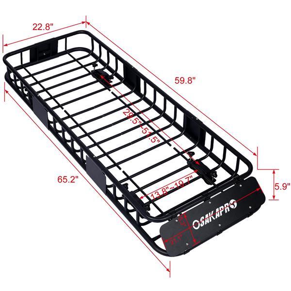 Roof Luggage Rack Basket, 64 Inch Black Steel