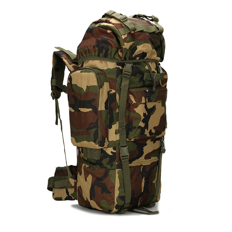 Camouflage 65L Hiking Camping Water-Resistant Mountaineers Backpack