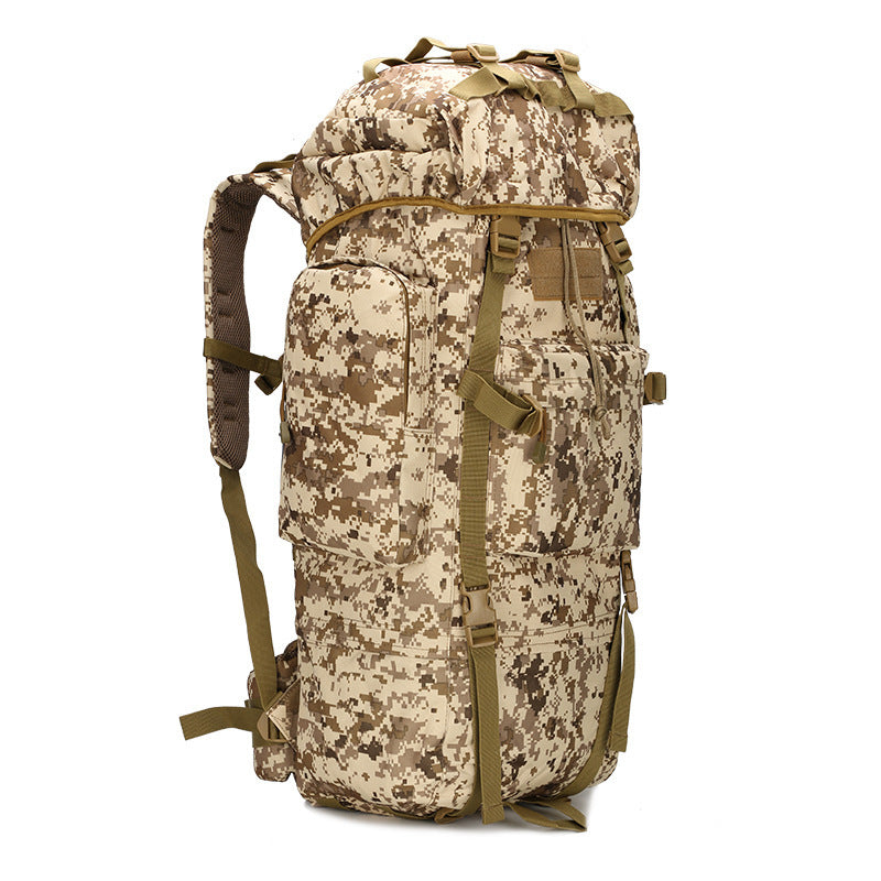 Camouflage 65L Hiking Camping Water-Resistant Mountaineers Backpack