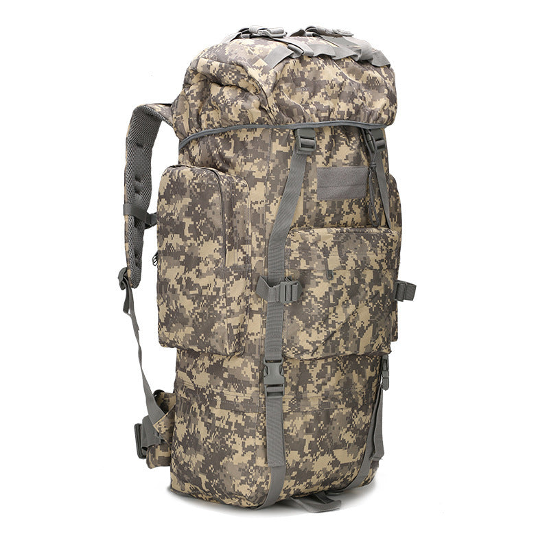 Camouflage 65L Hiking Camping Water-Resistant Mountaineers Backpack