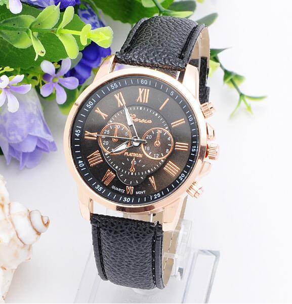 Three-Eye Dial Leather Strap Watch