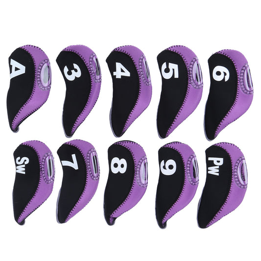 10PCS Neoprene Black Purple Number Convenient Universal Soft Golf Putter Cover Iron Club Headcover Accessory During Outdoor Travel