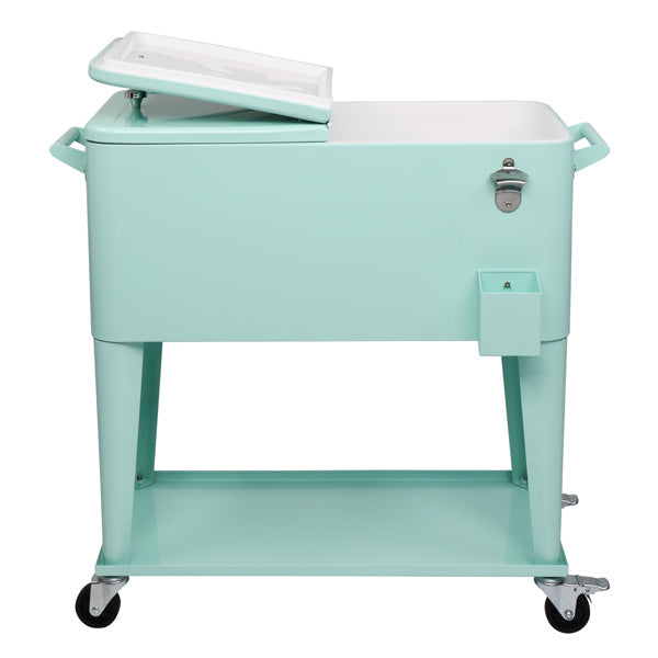 Mint Green Trolly Style Beverage Chiller 80qt