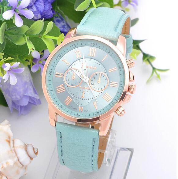 Three-Eye Dial Leather Strap Watch