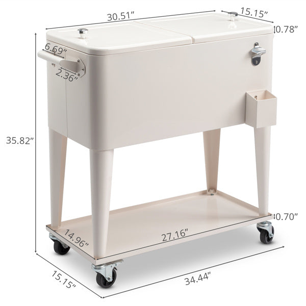 80QT Milk White Refrigerated And Insulated Trolley