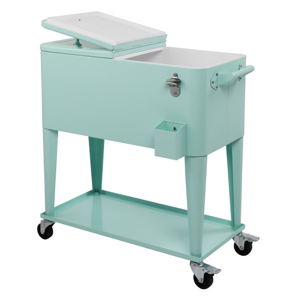 Mint Green Trolly Style Beverage Chiller 80qt