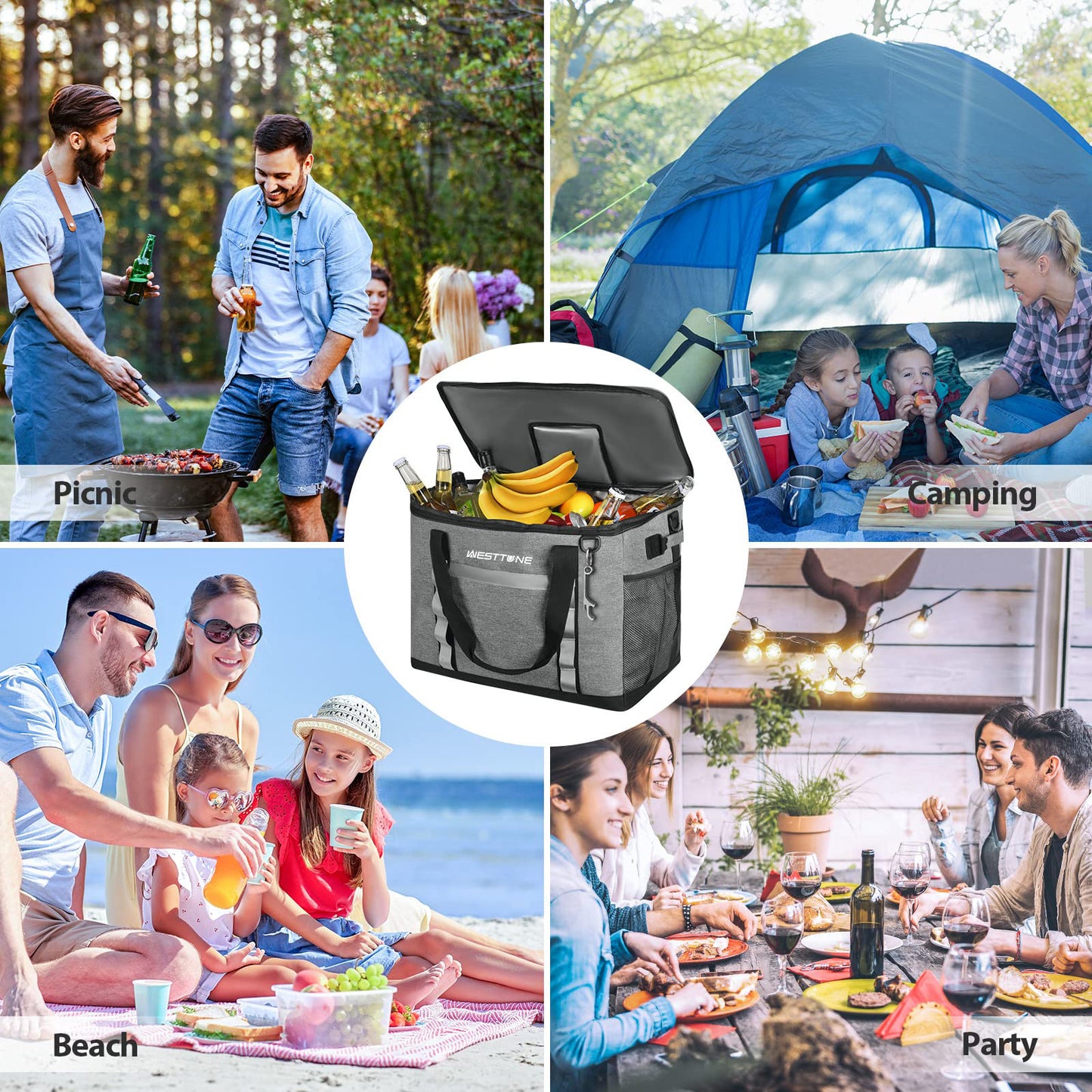 Cooler Bag, Portable For Grocery Shopping, Camping