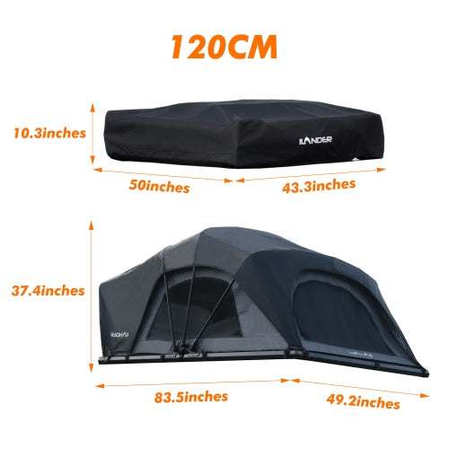 ILANDER Lite Cruiser Car Rooftop Tent 120cm, Entry Level Onshore Aluminum Folding Car Roof Tent For Sedan SUV Truck Camping Waterproof, Windproof, Rugged