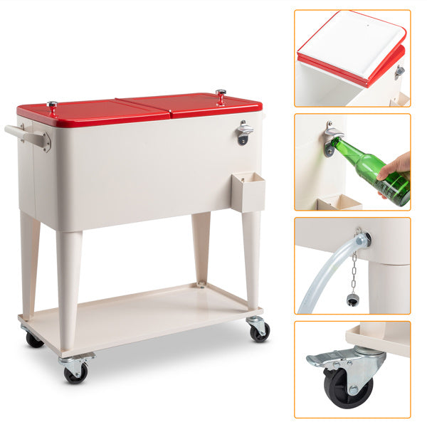 Refrigeration And Insulation Trolley 87.5x38.5x91cm Rectangular Plastic Box Iron Leg Tube Freezer And Insulation