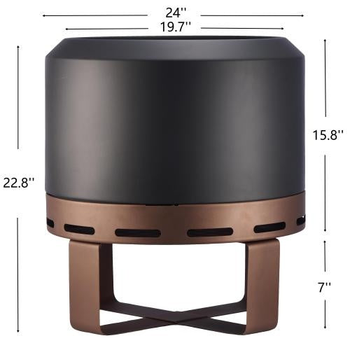 24”x24”x22.8” Outdoor Smokeless Fire Pit Stove For Camping Bonfire, Wood Burning Fire Place Firepit With Stand For Patio Outdoors