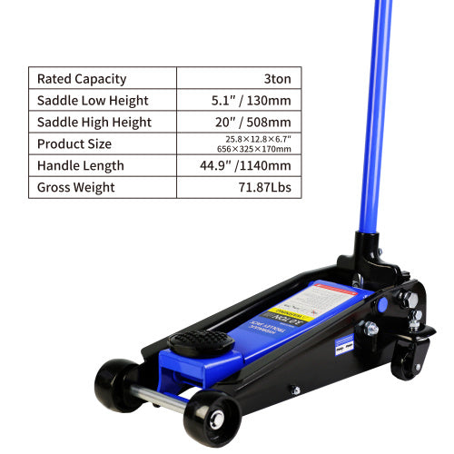 Floor Jack With Piston 3 Ton Capacity, Lift Range 5.1 Inches - 20 Inches Unavailable Platform - Welfel, Temu