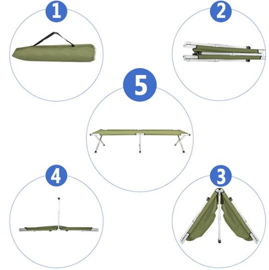 Portable Folding Camping Bed Army Green