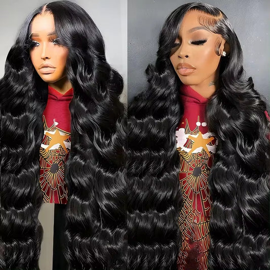 6x4 Density Human Hair Wigs Vietnamese Raw Hair Transparent Lace Front Pre-Plucked Bleached Knots