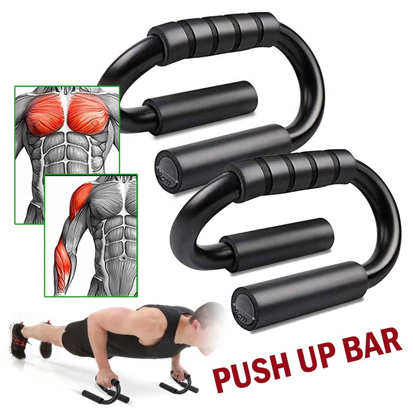 Push Up Bar S Shapes Non-slip Fitness Stand Exercise Grips Strength Workout Equipment