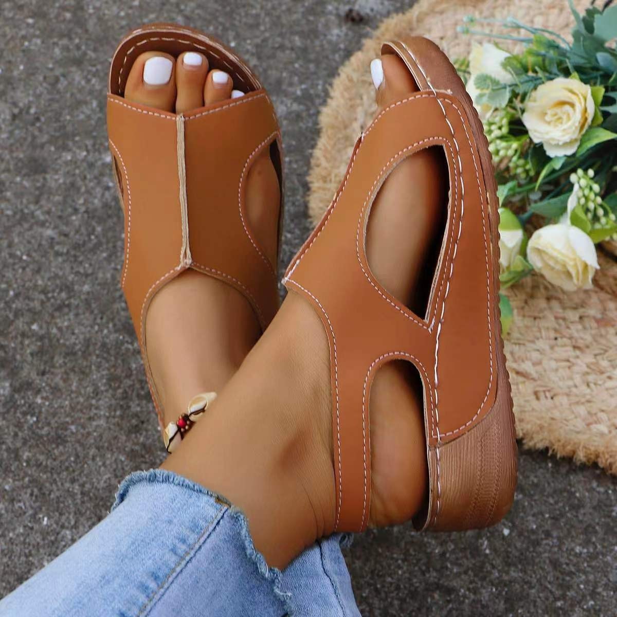 New Summer Wedge Sandals With Elastic Band Design Casual Shoes For Women