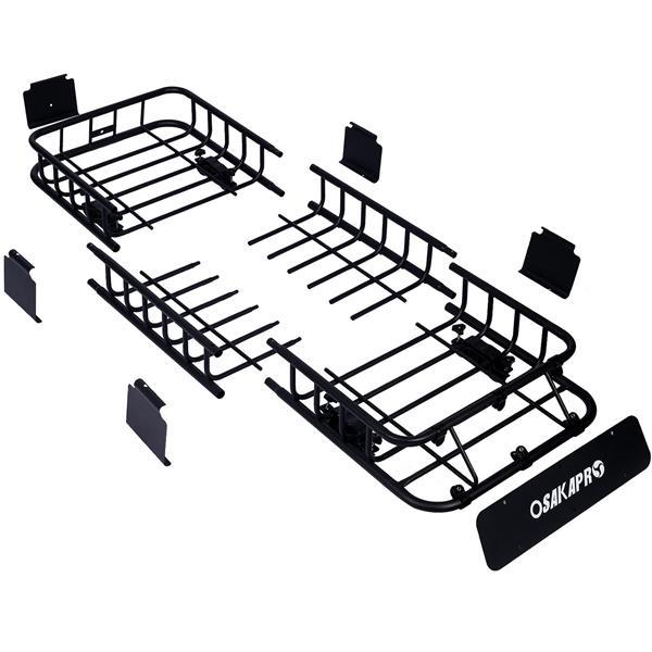 Roof Luggage Rack Basket, 64 Inch Black Steel