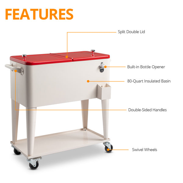 Refrigeration And Insulation Trolley 87.5x38.5x91cm Rectangular Plastic Box Iron Leg Tube Freezer And Insulation