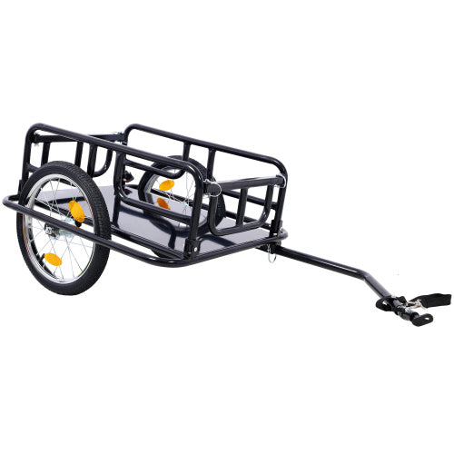 Foldable Bike Cargo Trailer With Universal Bike Hitch, Bicycle Wagon Trailer With 16 Wheels   Reflectors, Large Loading Bike Trailer Storage Cart