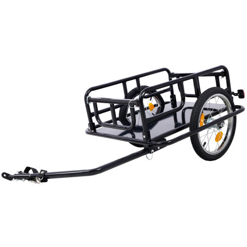 Foldable Bike Cargo Trailer With Universal Bike Hitch, Bicycle Wagon Trailer With 16 Wheels   Reflectors, Large Loading Bike Trailer Storage Cart