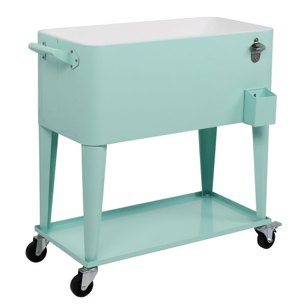 Mint Green Trolly Style Beverage Chiller 80qt