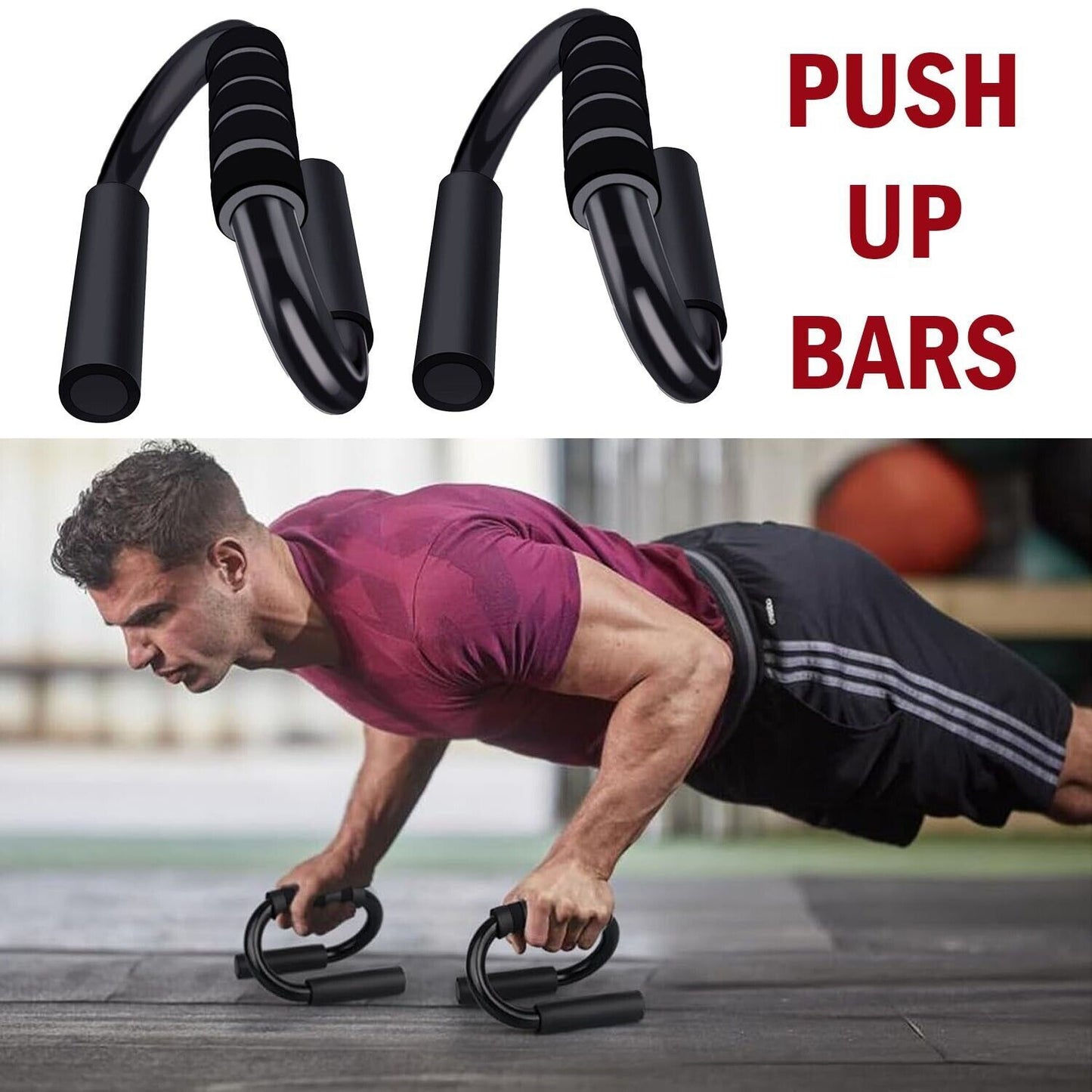 Push Up Bar S Shapes Non-slip Fitness Stand Exercise Grips Strength Workout Equipment