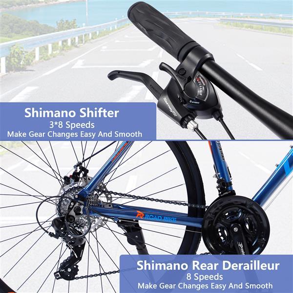 24 Speed Hybrid Bicycle Disc Brake 700C Road Bike, Suitable For Both Men And Women, City Bike