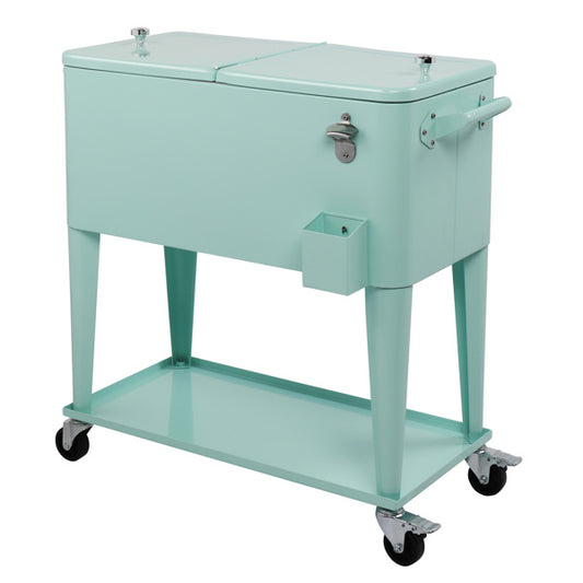 Mint Green Trolly Style Beverage Chiller 80qt