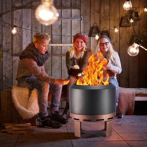 24”x24”x22.8” Outdoor Smokeless Fire Pit Stove For Camping Bonfire, Wood Burning Fire Place Firepit With Stand For Patio Outdoors